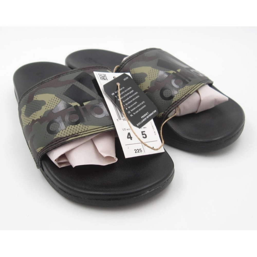 New Adidas Adilette Comfort Slides Women 5 Camouflage Green Black Sandals (F7)‎